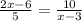 \frac{2x-6}{5} = \frac{10}{x-3}&#10;