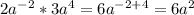 2a^{-2}*3a^4=6a^{-2+4}=6a^{2}