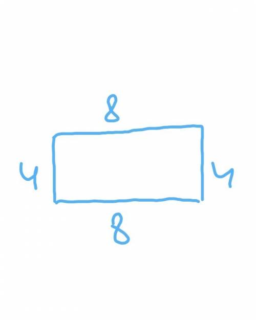 Начерти прямоугольник длиной 8см.и шириной составляющей 1/2длины.вычислить периметр и площадь того п