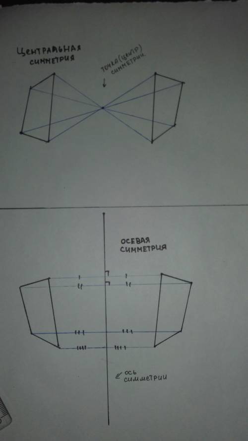 На листе формата а4( без клеток) выполнить построение симметрии какой либо фигуры : а) на одной стор