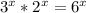 3^{x} *2^x=6^x