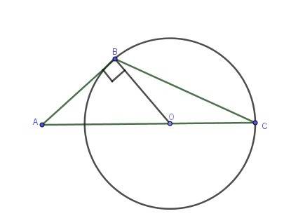 Окружность с центром на стороне ас треугольника авс проходит через вершину с и касается прямой аб в