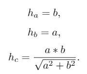Квадрат сторон треугольника равны a2; b2; a2+b2. найти все три высоты треугольника(двойка после цифр