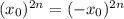 (x_{0})^{2n}=(-x_{0})^{2n}