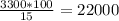 \frac{3300 * 100}{15} = 22 000