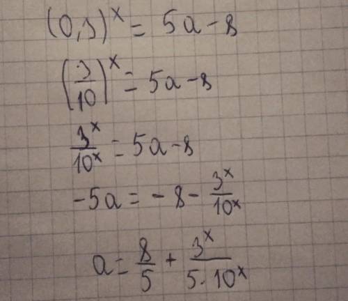 ( {0.3})^{x} = 5a - 8