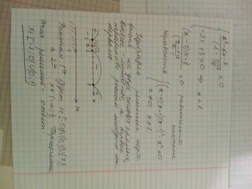 Решите систему неравенств: x^2-6x-7/(1-1/x)