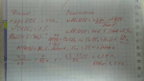 Какой объем (н.у.) углекислого газа выделится при взаимодействии избытка карбоната кальция с 146 г 5