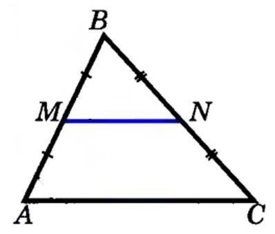 Точки м и n являются серединами сторон ав и вс треугольника авс ,сторона ав равна 42,сторона вс 44,с