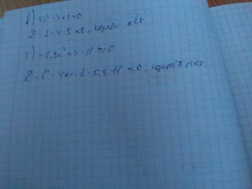 1)x^2-6x+10< =0 2)x^2-4x+4> 0 3)5x^2-x+3< 0 4)-0,9x^2+x-11> =0