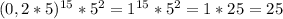 (0,2*5)^{15}*5^{2}=1^{15} *5^{2} =1*25=25