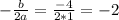 - \frac{b}{2a}= \frac{-4}{2*1}=-2