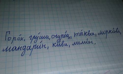 Запиши слова подчеркни гласные как они произносятся? а как пишутся? поставь ударения. горох,груша,ог