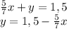 \frac{5}{7}x+y=1,5 \\ y=1,5- \frac{5}{7}x