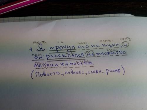 Синтаксический разбор. 20 . 1. я тронул его пальцем, и он рассыпался на множество мелких камешков. з