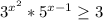 3^{x^{2}} * 5^{x-1}\geq 3