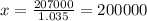 x = \frac{207000}{1.035} = 200000