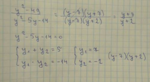 Сократить дробь y^2- 49 все деленное на y^2 -5y-14