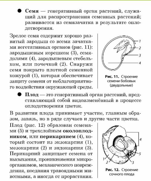 Образование плодов и семян. билеты по биологии 6 класс.