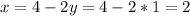 x=4-2y=4-2*1=2