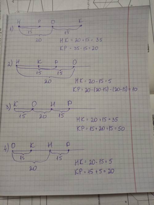 Точки h, o, p, k принадлежат одной прямой. найдите длины отрезков hk и kp, если известно, что ho = 2