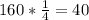 160* \frac{1}{4} = 40