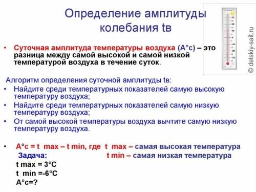 Чему равна суточная амплитуда температуры если самая высокая +10 а самая низкая+2