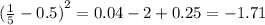 {( \frac{1}{5} - 0.5) }^{2} = 0.04 - 2 + 0.25 = - 1.71