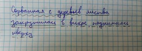 Подчеркнуть все члены предложения. сорванная с деревьев листва закружилась в вихре, поднимаясь кверх