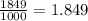 \frac{1849}{1000} = 1.849