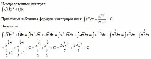 Найти интеграл |(знак интеграла) √x(корень из x) *(x^2+1)dx | √x * (x^2+1)dx