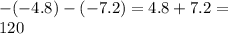 - ( - 4.8) - ( - 7.2) = 4.8 + 7.2 = \\ 120