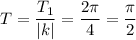 T= \dfrac{T_1}{|k|} = \dfrac{2 \pi }{4} = \dfrac{\pi}{2}