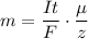 m=\dfrac{It}{F} \cdot \dfrac{\mu}{z}