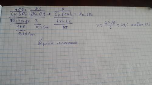 Сколько граммов гидроксида меди 2 получится из 100 грамм cuso4 если известно что количество вещества