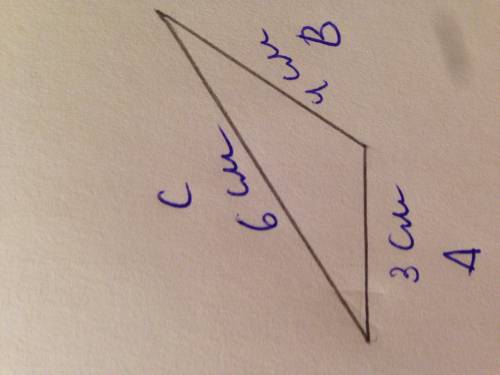 Постоить треугольник abc если a=3см b=4см c=6 см