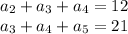 a_2+a_3+a_4=12\\&#10;a_3+a_4+a_5=21