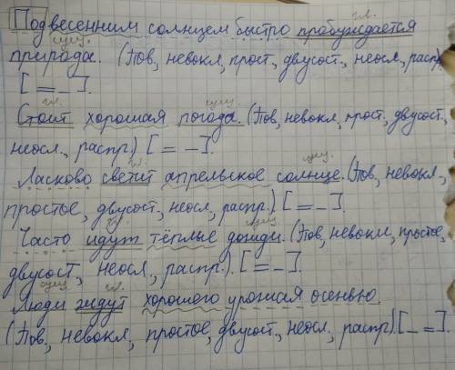 Сделайте синтаксический разбор предложения: под весенним солнцем быстро пробуждается природа. стоит