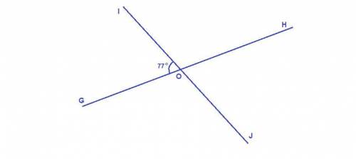 Точка пересечения прямых gh и lj. угол и равен 77 градусов вычислите величину углов ioh и hoj​