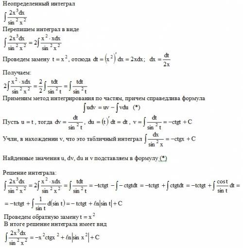 Int2x^3/sin^2 × x^2 решите . я на экзамене.