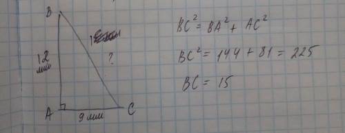 Найди площадь прямоугольного треугольника, если один катет равен 12 мм, другой катет 9 мм.