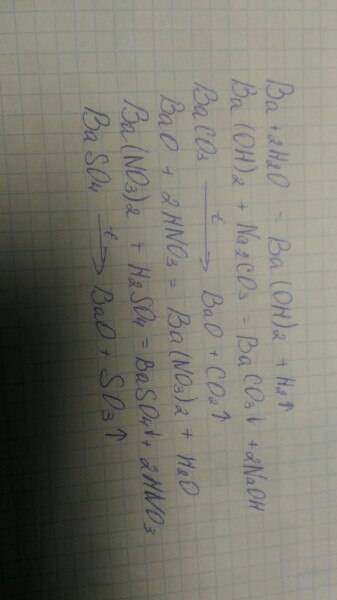 Решить уравнение. ba➡ba(oh)2➡ baco3➡ bao➡ ba(no3)2➡ baso4➡ bao.