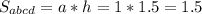 S _{abcd} = a*h= 1*1.5=1.5