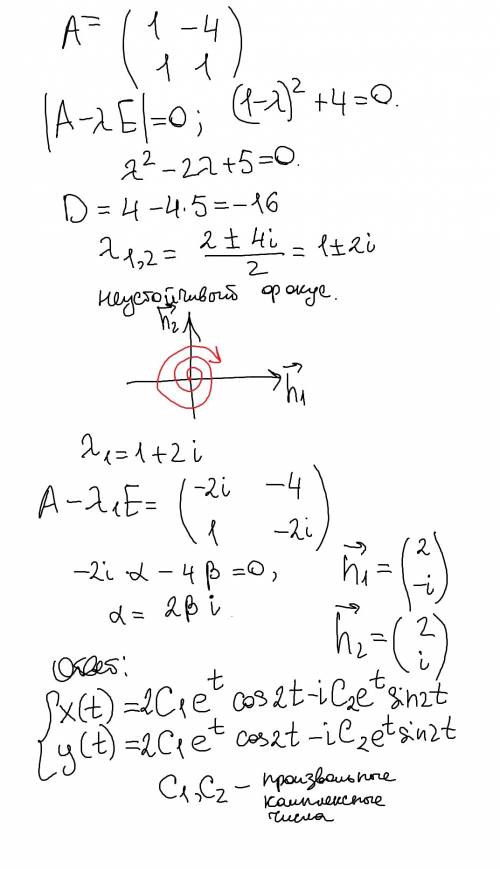 Решить систему уравнений x'=x-4y y'=x+y