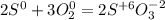 2S^{0} +3O_{2}^{0} =2S^{+6} O_{3}^{-2} &#10;