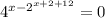 4^{{x-2}^{x+2+12}}=0&#10;