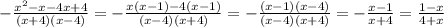 -\frac{ {x}^{2} - x - 4x + 4}{(x + 4)(x - 4)} = -\frac{x(x - 1) - 4(x - 1)}{(x - 4)(x + 4)} = -\frac{(x - 1)(x - 4)}{(x - 4)(x + 4)} =- \frac{x - 1}{x + 4} =\frac{1-x}{4+x}