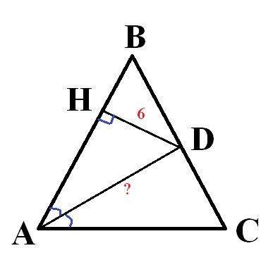 Вравностороннем треугольнике abc проведена биссектриса ad. расстояние от точки d до прямой ab равно