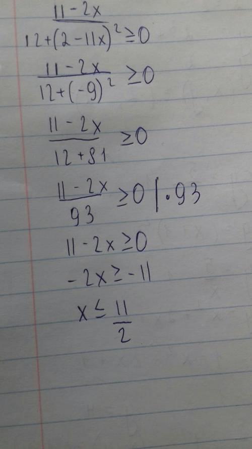 Решите неравенство 11-2x/12+(2-11x)^2> =0