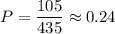 P= \dfrac{105}{435} \approx0.24